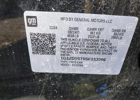 2025 Chevrolet Malibu Fwd 1Lt from USA, damaged, VIN 1G1ZD5ST0SF153096